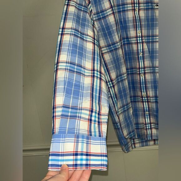 Vineyard Vine Plaid Slim Fit Whale Shirt 100% Cotton Blue/ White/ Red Shirt Sm - Picture 2 of 5